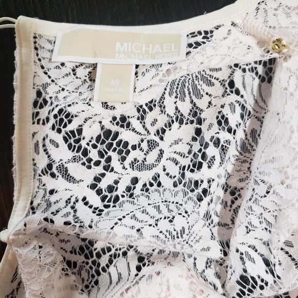 Michael Michael Kors Sheer Lace Blush Cream Top - Picture 5 of 7